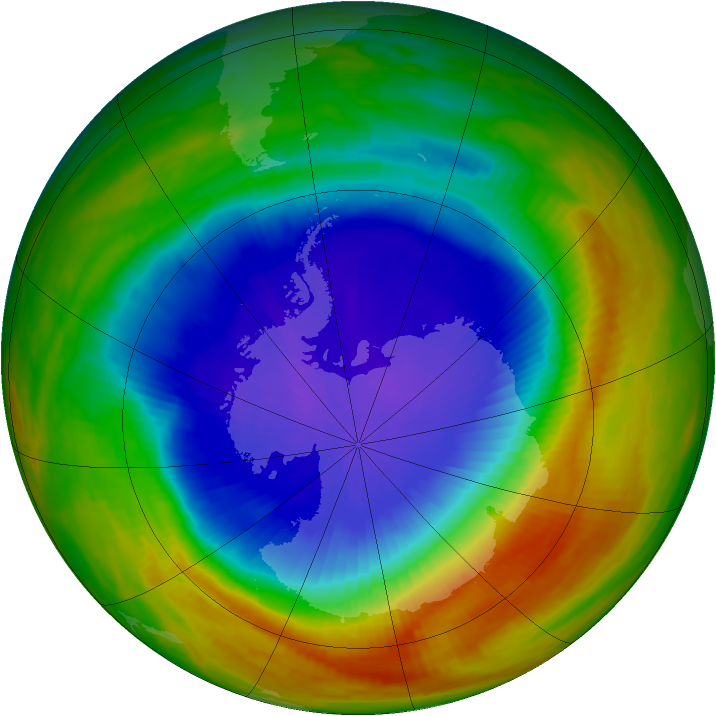 Antarctic ozone map for 17 October 1991
